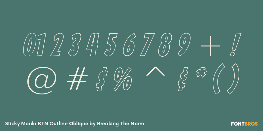 Sticky Moula BTN Outline Oblique Font Poster #4
