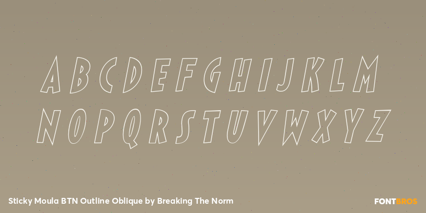 Sticky Moula BTN Outline Oblique Font Poster #1