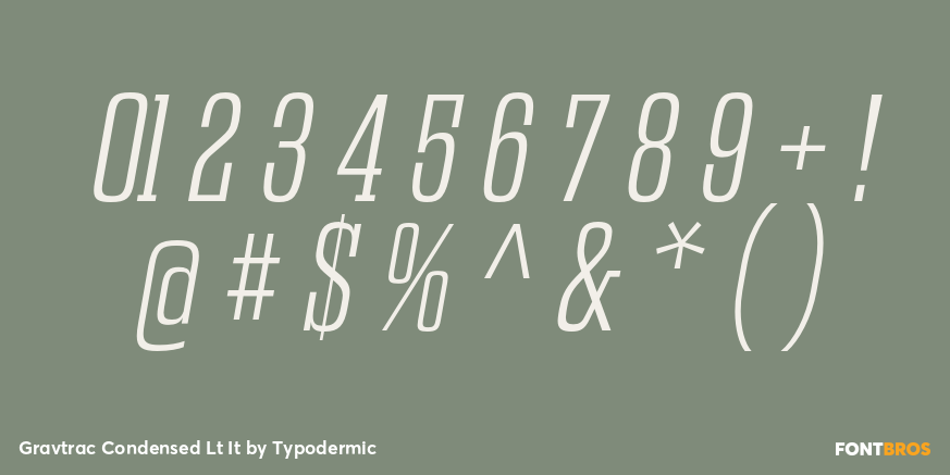 Gravtrac Condensed Lt It Font Poster #4