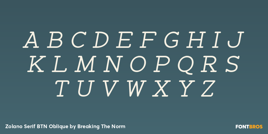 Zolano Serif BTN Oblique Font Poster #2