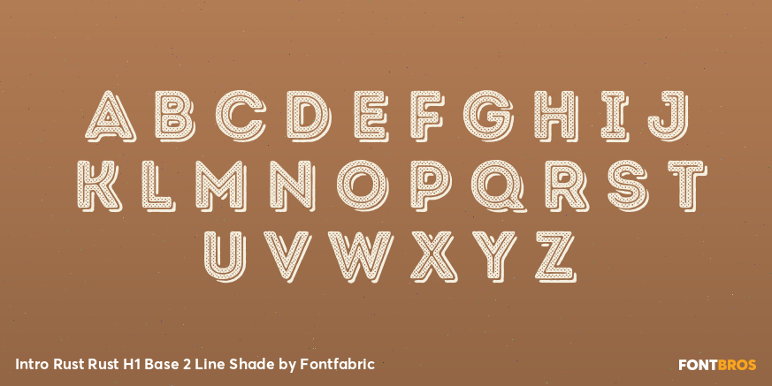 Intro Rust Rust H1 Base 2 Line Shade Font Poster #2