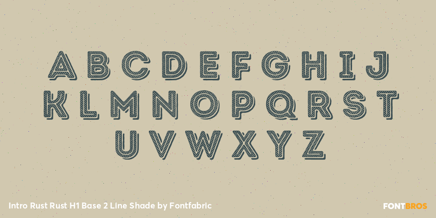 Intro Rust Rust H1 Base 2 Line Shade Font Poster #3
