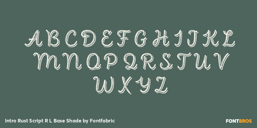 Intro Rust Script R L Base Shade Font Poster #2