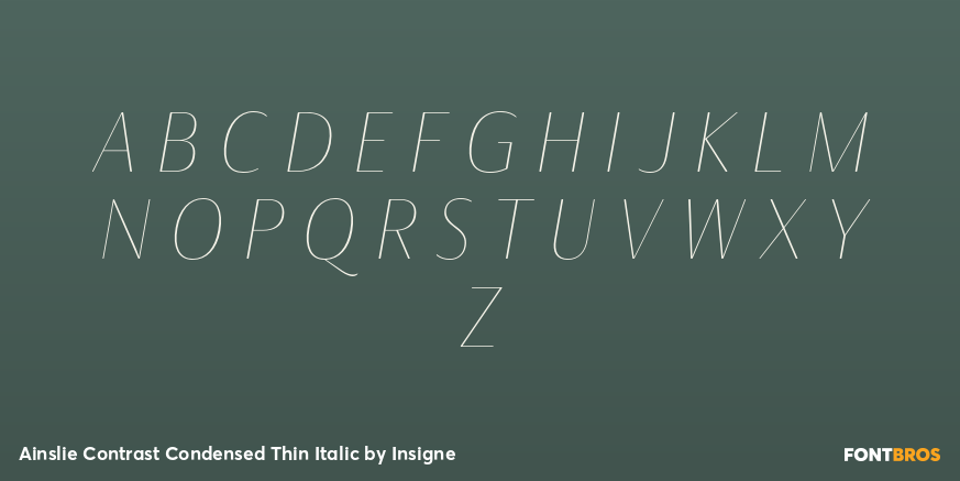 Ainslie Contrast Condensed Thin Italic Font Poster #1