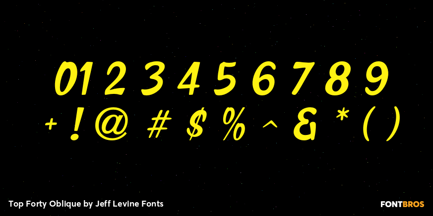Top Forty Oblique Font Poster #4