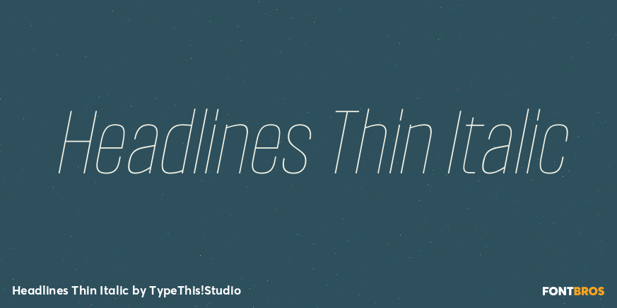 Headlines Thin Italic Font Poster #1