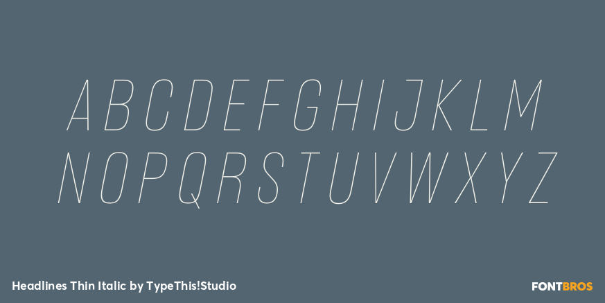 Headlines Thin Italic Font Poster #2