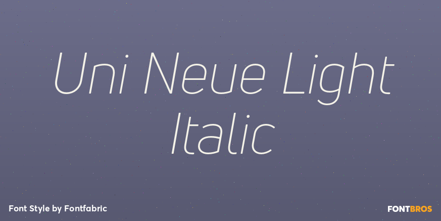 Uni Neue Light Italic Font Poster #1