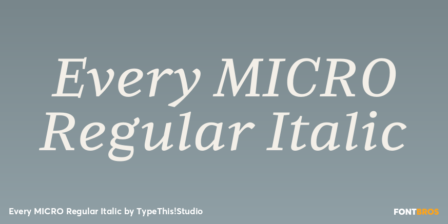 Every MICRO Regular Italic Font Poster #1