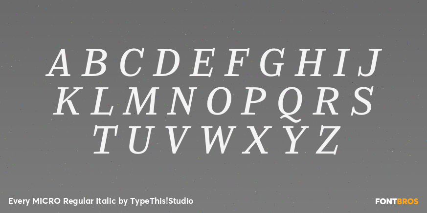 Every MICRO Regular Italic Font Poster #2
