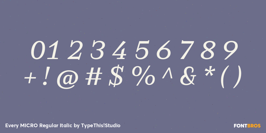 Every MICRO Regular Italic Font Poster #4