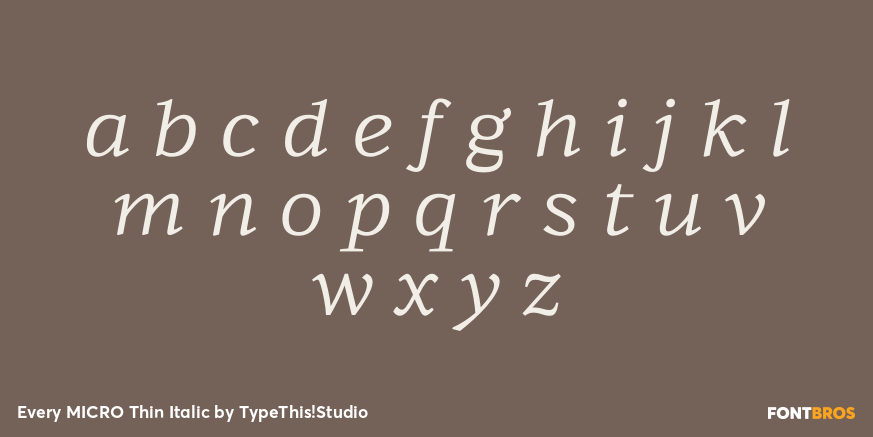 Every MICRO Thin Italic Font Poster #1