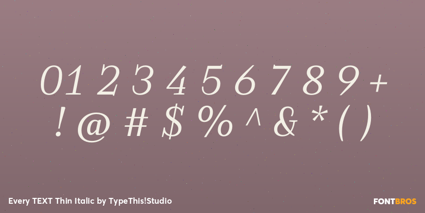 Every TEXT Thin Italic Font Poster #1