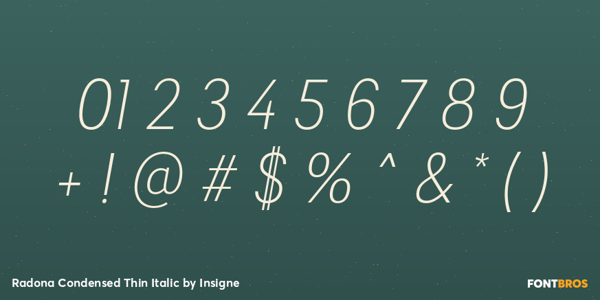Radona Condensed Thin Italic Font Poster #1