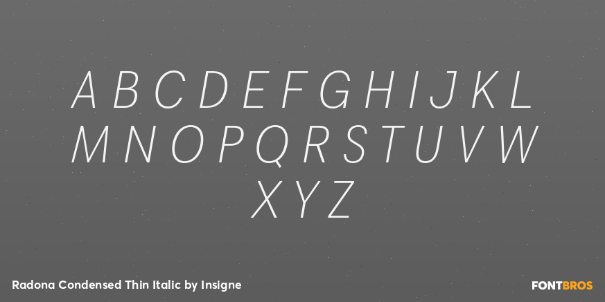 Radona Condensed Thin Italic Font Poster #2