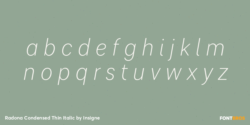 Radona Condensed Thin Italic Font Poster #1