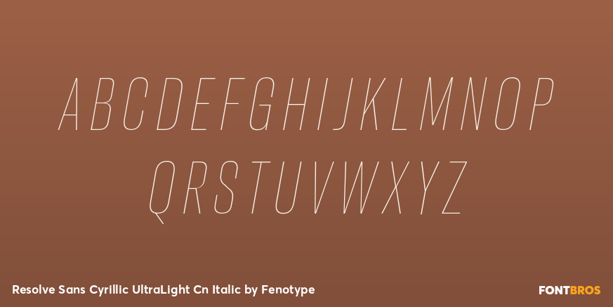 Resolve Sans Cyrillic UltraLight Cn Italic Font Poster #1