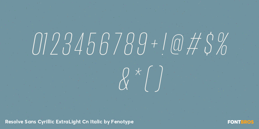 Resolve Sans Cyrillic ExtraLight Cn Italic Font Poster #1