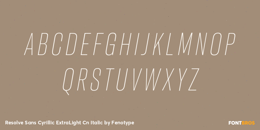 Resolve Sans Cyrillic ExtraLight Cn Italic Font Poster #2