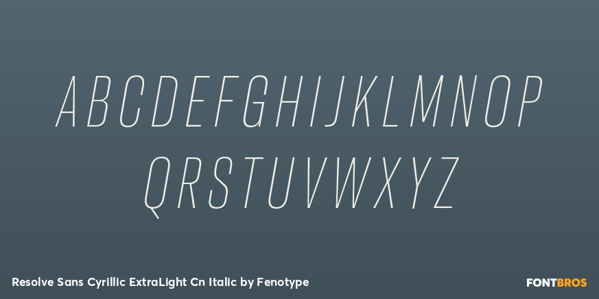 Resolve Sans Cyrillic ExtraLight Cn Italic Font Poster #1