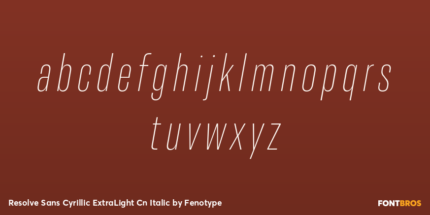 Resolve Sans Cyrillic ExtraLight Cn Italic Font Poster #1