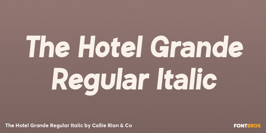 The Hotel Grande Regular Italic Poster