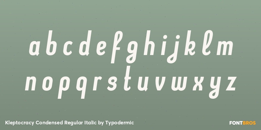 Kleptocracy Condensed Regular Italic Font Poster #1