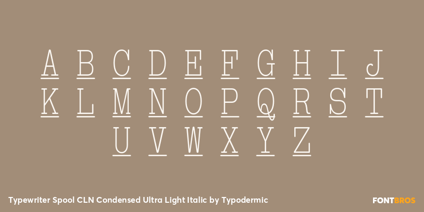 Typewriter Spool CLN Condensed Ultra Light Italic Font Poster #2