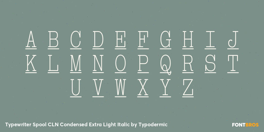 Typewriter Spool CLN Condensed Extra Light Italic Font Poster #1