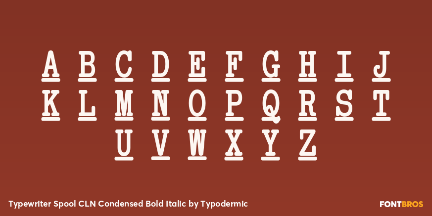 Typewriter Spool CLN Condensed Bold Italic Font Poster #1