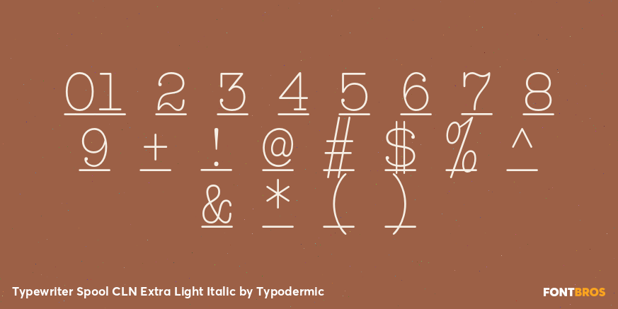 Typewriter Spool CLN Extra Light Italic Font Poster #1