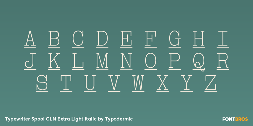 Typewriter Spool CLN Extra Light Italic Font Poster #1