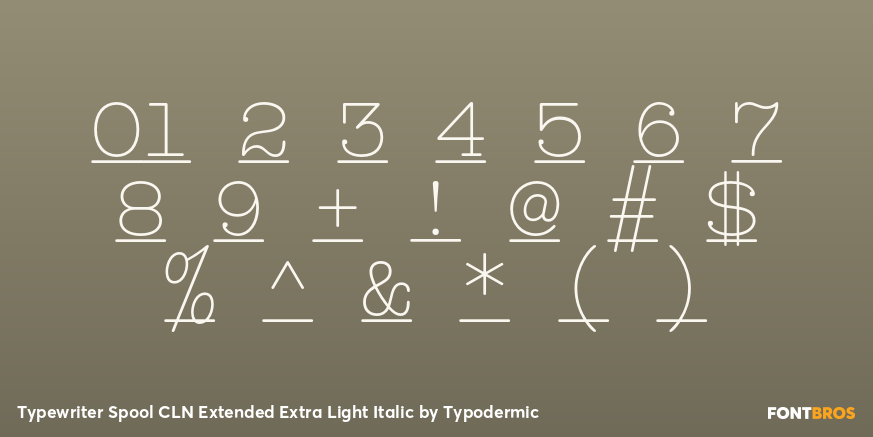 Typewriter Spool CLN Extended Extra Light Italic Font Poster #1