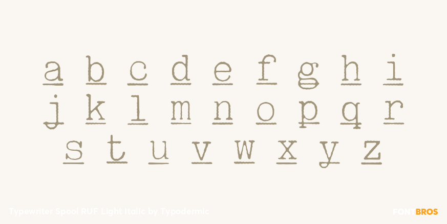 Typewriter Spool RUF Light Italic Font Poster #1