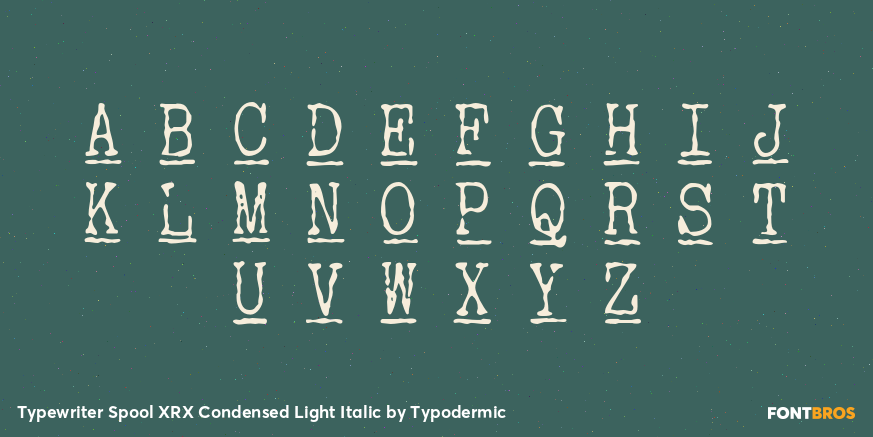 Typewriter Spool XRX Condensed Light Italic Font Poster #2