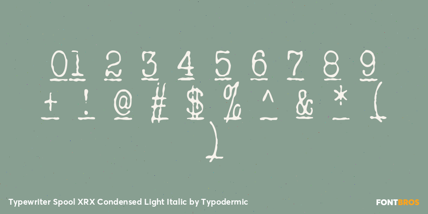 Typewriter Spool XRX Condensed Light Italic Font Poster #4