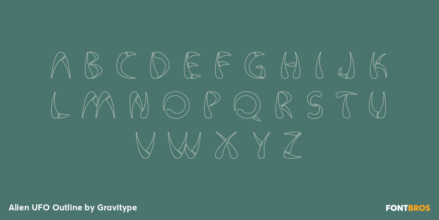 Alien UFO Outline Font Poster #2