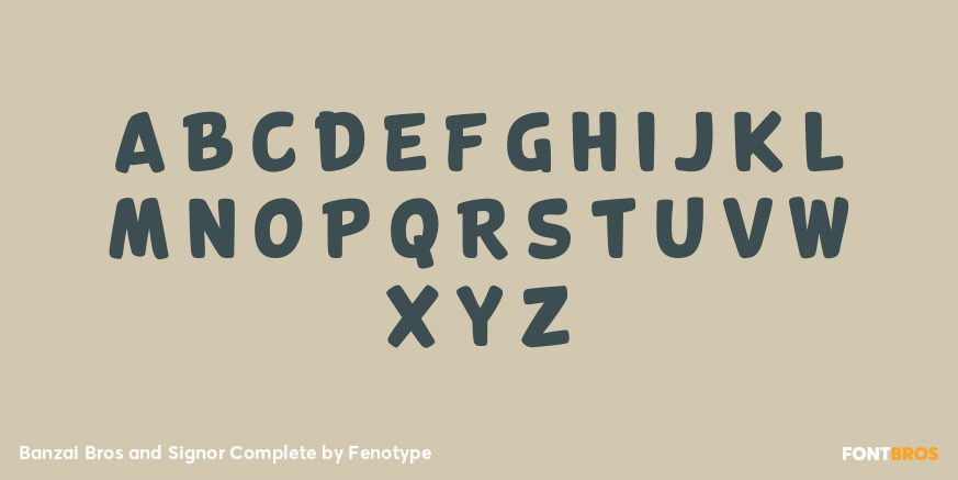 Banzai Bros and Signor Complete Font Poster #2