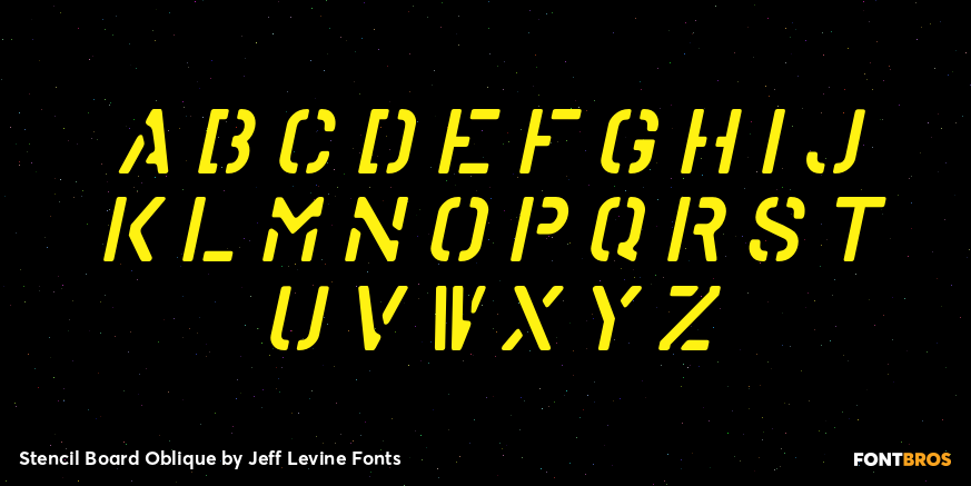 Stencil Board Oblique Font Poster #2