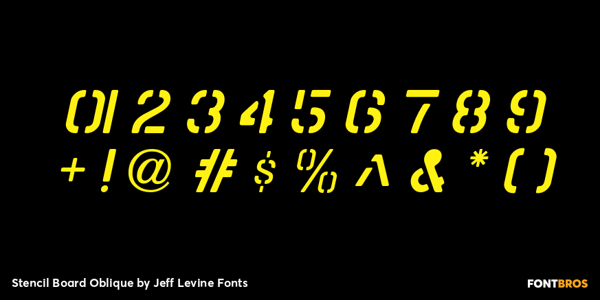 Stencil Board Oblique Font Poster #4