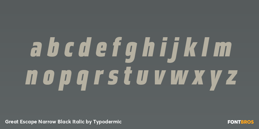 Great Escape Narrow Black Italic Font Poster #3