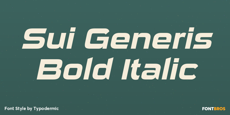 Sui Generis Bold Italic Font Poster #1
