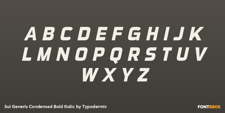 Sui Generis Condensed Bold Italic Font Poster #1