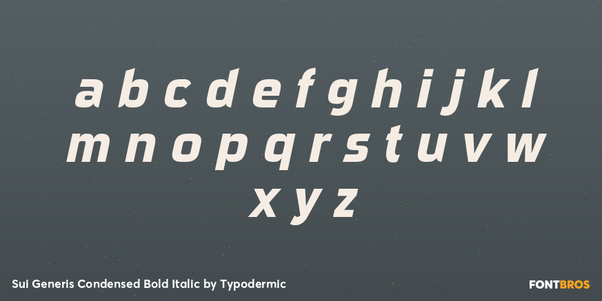 Sui Generis Condensed Bold Italic Font Poster #1