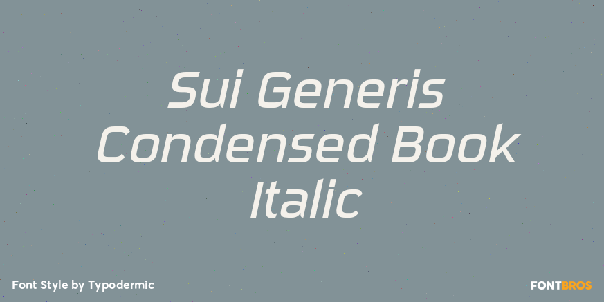 Sui Generis Condensed Book Italic Font Poster #1