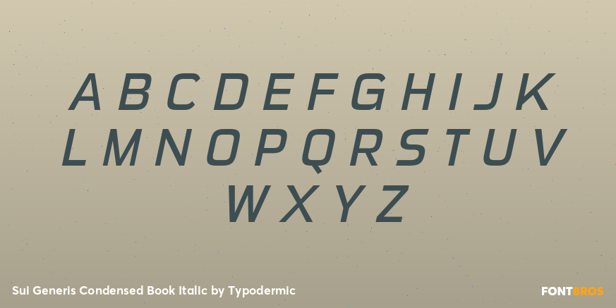 Sui Generis Condensed Book Italic Font Poster #1