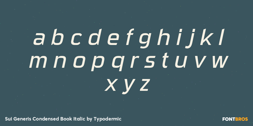 Sui Generis Condensed Book Italic Font Poster #1