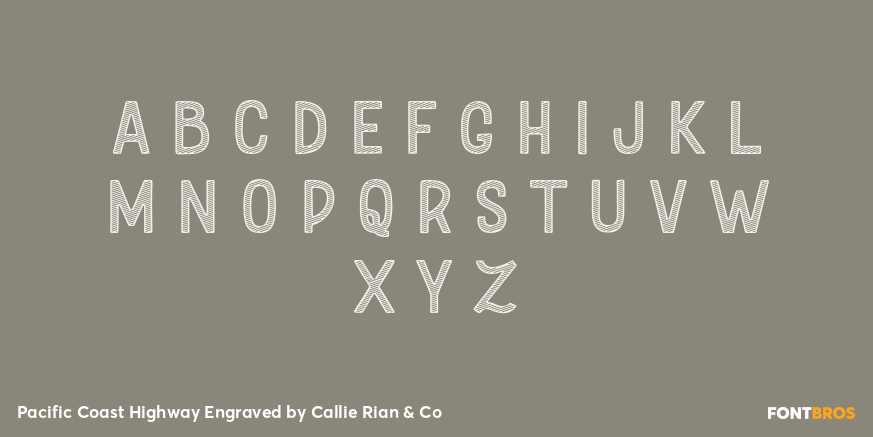 Pacific Coast Highway Engraved Font Poster #2