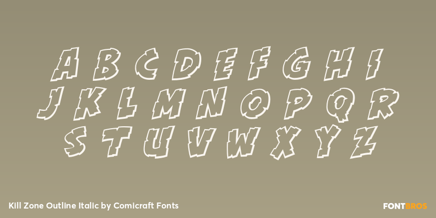 Kill Zone Outline Italic Font Poster #1
