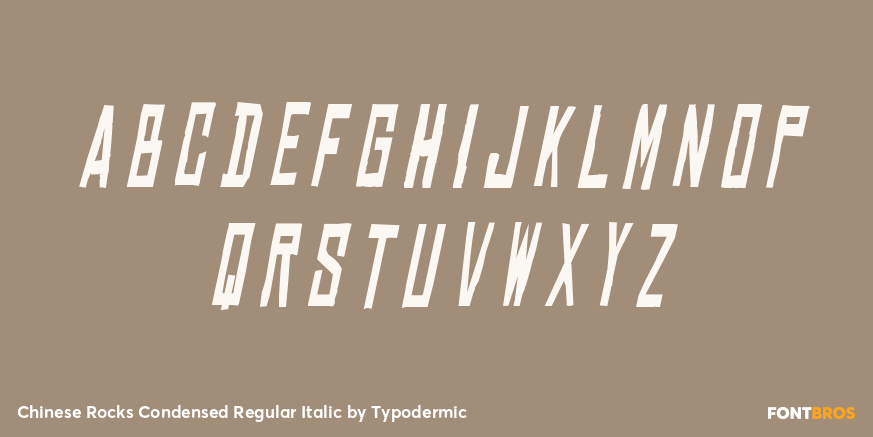 Chinese Rocks Condensed Regular Italic Font Style by Typodermic | Font Bros